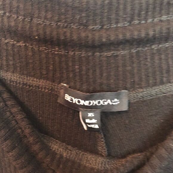 BEYOND YOGA Your Line Midi Black Ribbed Sweatpants Fitted Jogger Leggings XS - Picture 5 of 5